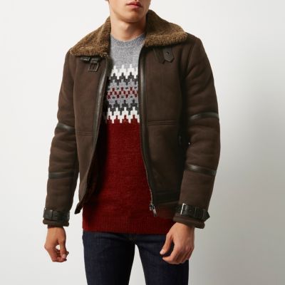 Dark brown shearling jacket